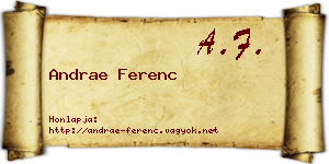 Andrae Ferenc névjegykártya